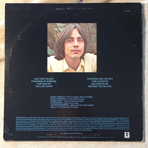 COPY - Jackson Browne - “Late For The Sky” Vinyl LP - Picture 2 of 5